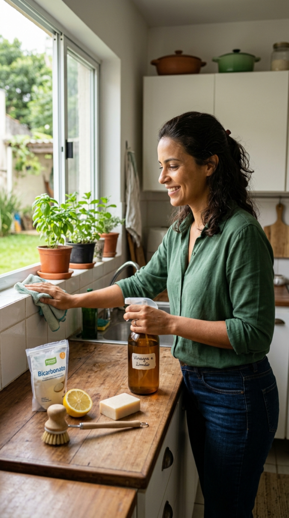 Mulher jovem caminhando em um parque urbano em dia ensolarado, usando cropped vermelho, camisa xadrez rosa aberta, shorts jeans destroyed, tênis branco e bolsa a tiracolo, transmitindo estilo casual, confiança e leveza em ambiente ao ar livre.