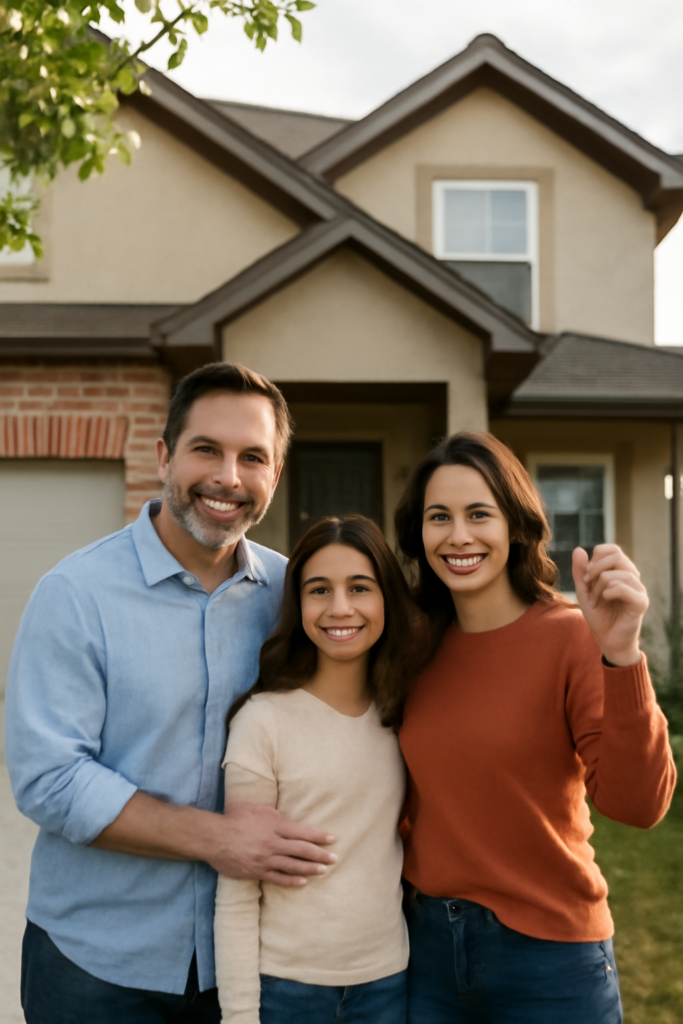 Família entrando na casa própria conquistada por meio de financiamento imobiliário em 2026"